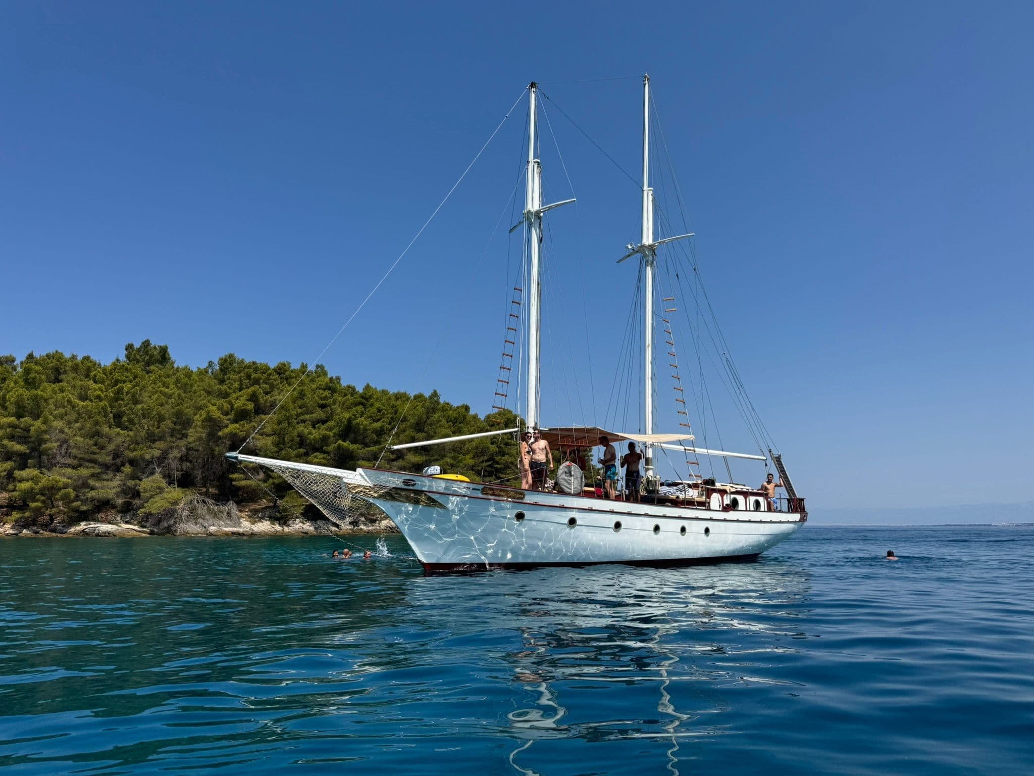 Aerial view of Lojena beach lagoon on Kornati
