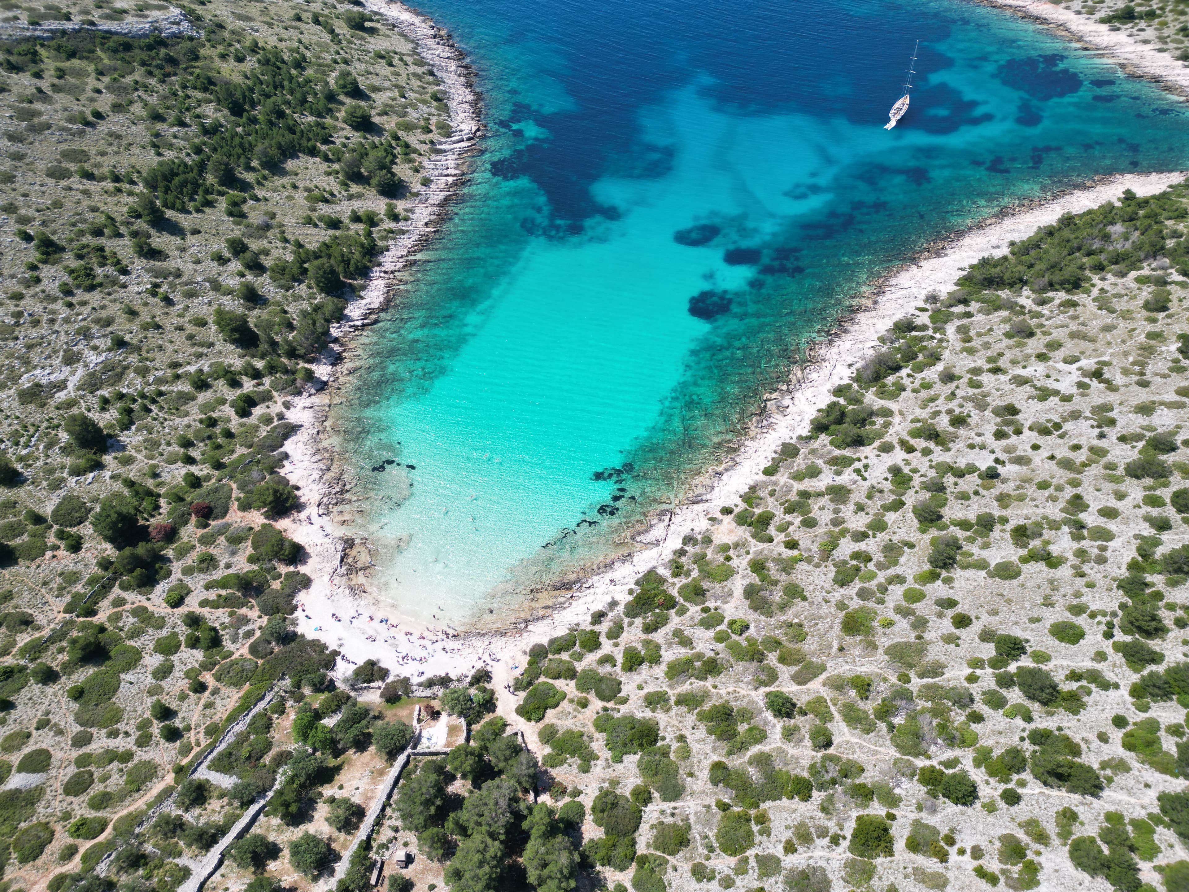 Lojena Beach and turquoise sea in Kornati National Park